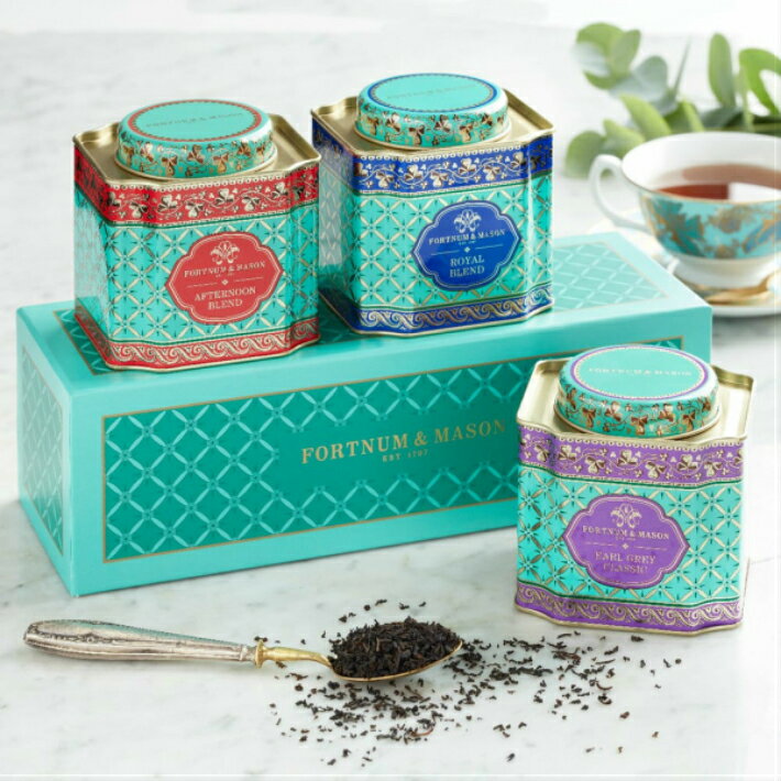 [50gx3缶入りx4箱セット] FORTNUM & MASON Gift Caddy Selection Earl Grey & Royal Blend & Afternoon Blend Loose Leaf Tea ( フォートナム＆メイソン リーフティー) 英国紅茶 [イギリス直送]
