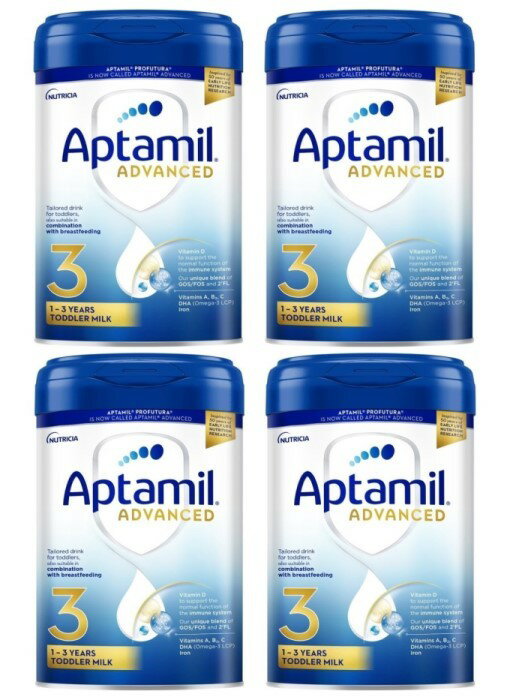 【800g 4個セット・1歳から】New Aptamil ADVANCED 3 Growing Up milk (アプタミルアドバンスト) 乳児用粉ミルク【まとめ買いでお得！】