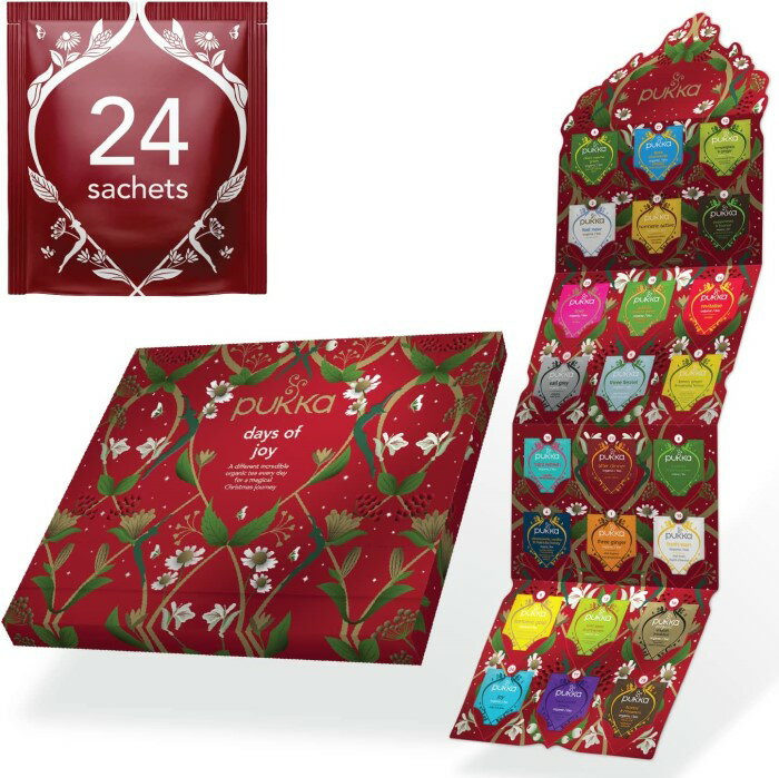 [24サシェ 1箱] Pukka Herbs Days of Joy Herbal Tea Advent Calendar（ プッカハーブ デイズ オブ ジョイ ハーブティーアドベント カレンダー ティーバッグ ) [英国発送/配送目安期間1-2週間]