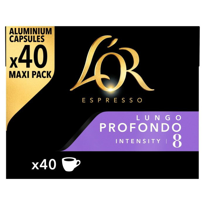 [40カプセル*3箱セット、計120カプセル]L'OR Espresso Lungo Profondo Intensity 8 Nespresso Coffee 40 Capsules（ロル エスプレッソ ルンゴプロフォンド インテンシティ 8 コーヒー 40カプセル ) [英国直送]