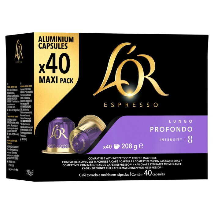 [40���ץ���*3Ȣ���åȡ���120���ץ���]L'OR Espresso Lungo Profondo Intensity 8 Nespresso Coffee 40 Capsules�ʥ��� �����ץ�å� ��󥴥ץ��ե���� ����ƥ󥷥ƥ� 8 �����ҡ� 40���ץ��� ) [�ѹ�ľ��]