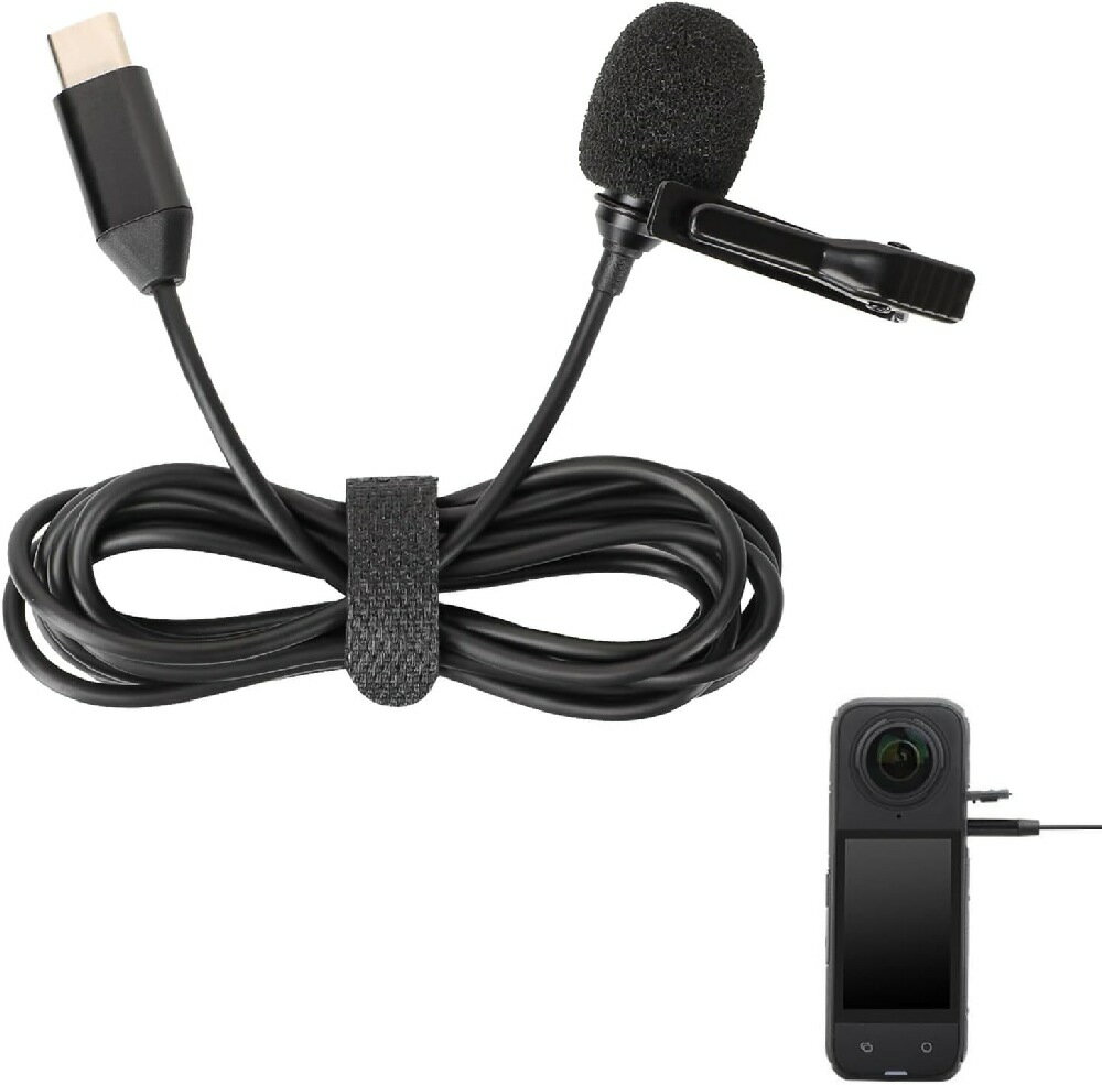 Insta360 X4用 Insta360 X2/X3用 DJI ACTION3/4用 外付けマイク Type-Cマイク クリップ付き 送料無料