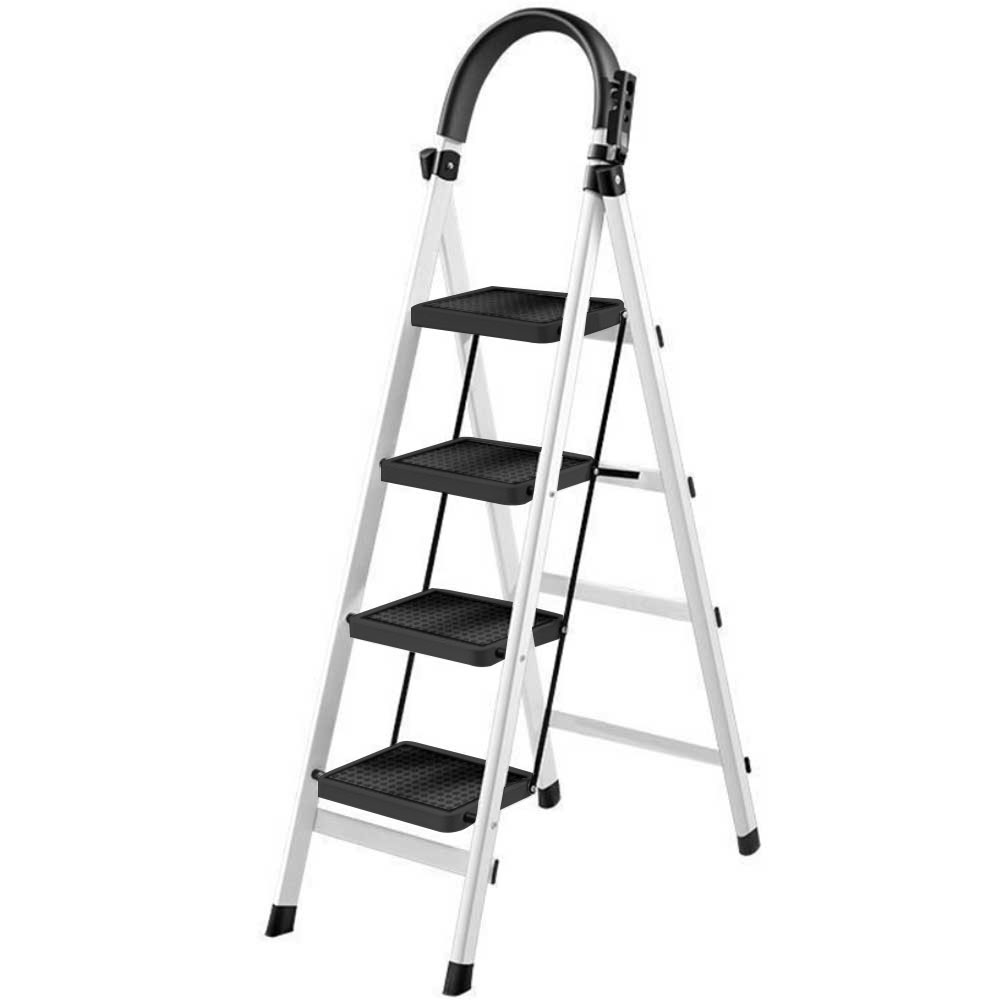 踏み台 脚立 折りたたみ 4段 ステップ台 持ち手付き 滑り止め 耐荷重100kg 天板幅広 軽量 ステップスツ..
