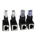 【送料無料】RJ45/LAN L型 変換コネクタ RJ45 Cat5 L字型上 下 左 右 RJ45 (オス) - RJ45 (メス)イーサネット アダプタ L型変換 ブラック