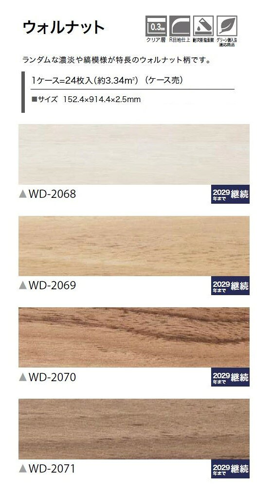 【楽天1位獲得】 【送料無料】ウッド床材 木目 ウォルナット 152.4×914.4×2.5mm WD...