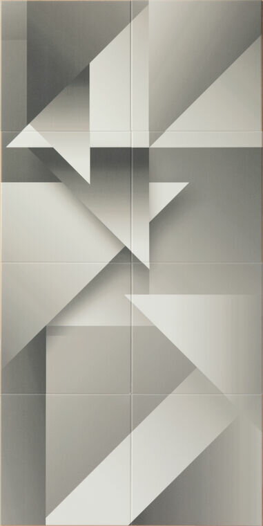 【送料無料】エコカラットプラス デザインパネルキット リクシル INAX　EDPK-1260/13 アート＆フォト 1260セット 実寸法606×1212×厚さ10.5mm タイル建材 吸放湿 ペット 脱臭 湿気 結露 調湿建材 室内 寝室 TV壁 三角 幾何学柄 ホテル 店舗 高級感 【1セット/ケース】