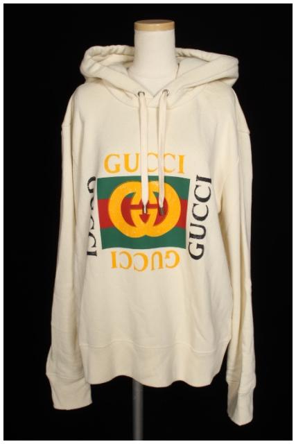 【春夏物新入荷!!】グッチGUCCI　ユーズド加工オールドロゴプルオーバーパーカー[LTSP25662]【PP】【中古】【5400円以上のご購入で送料無料】