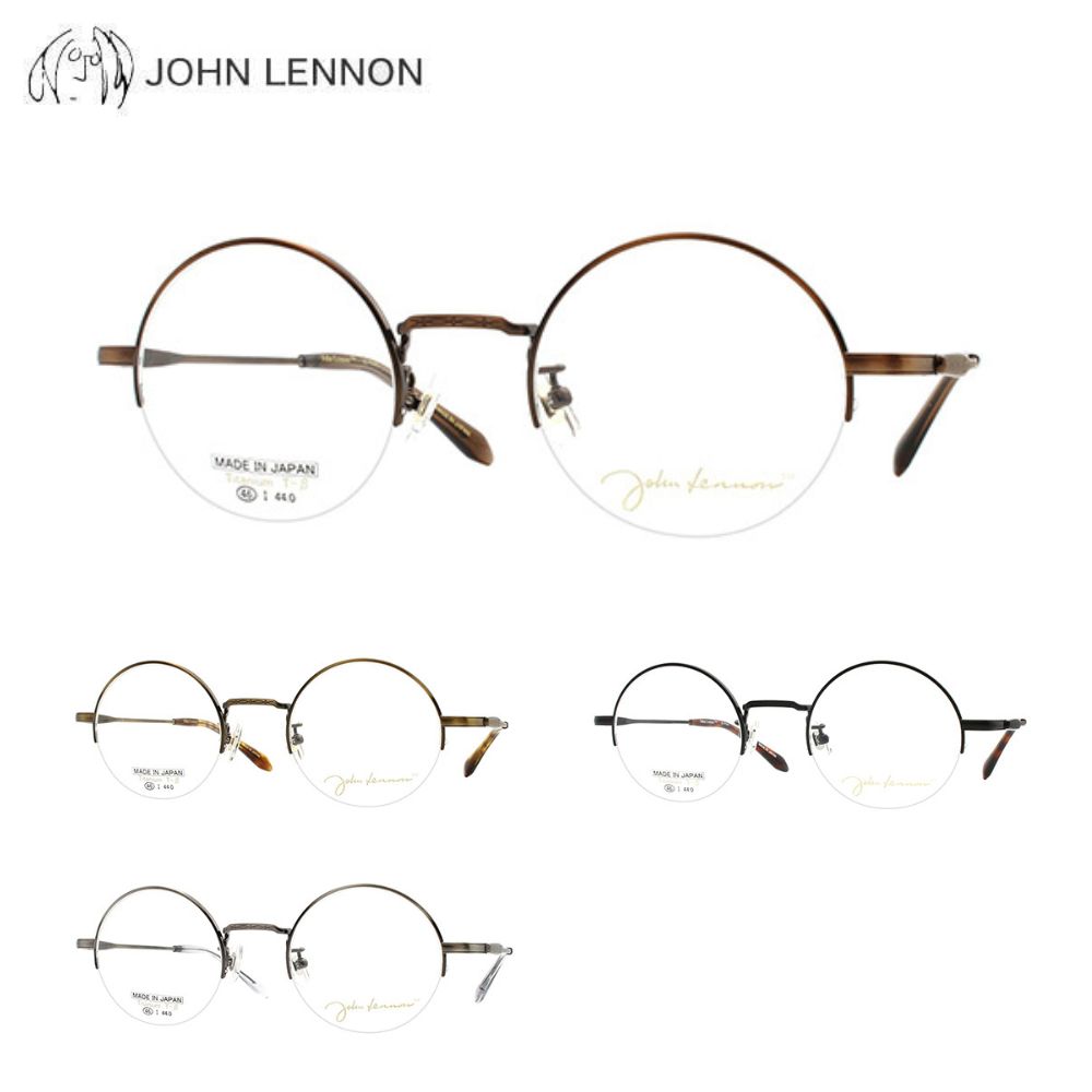 樂天商城 - メガネフレーム ジョンレノン JL-1141 46サイズ 眼鏡 ラウンド ハーフリム(ナイロール) JOHN LENNON チタン クラシカル レトロ アンティーク メンズ 紳士 めがね 度付き対応可 送料無料 日本製 正規品 アイワン秋葉原