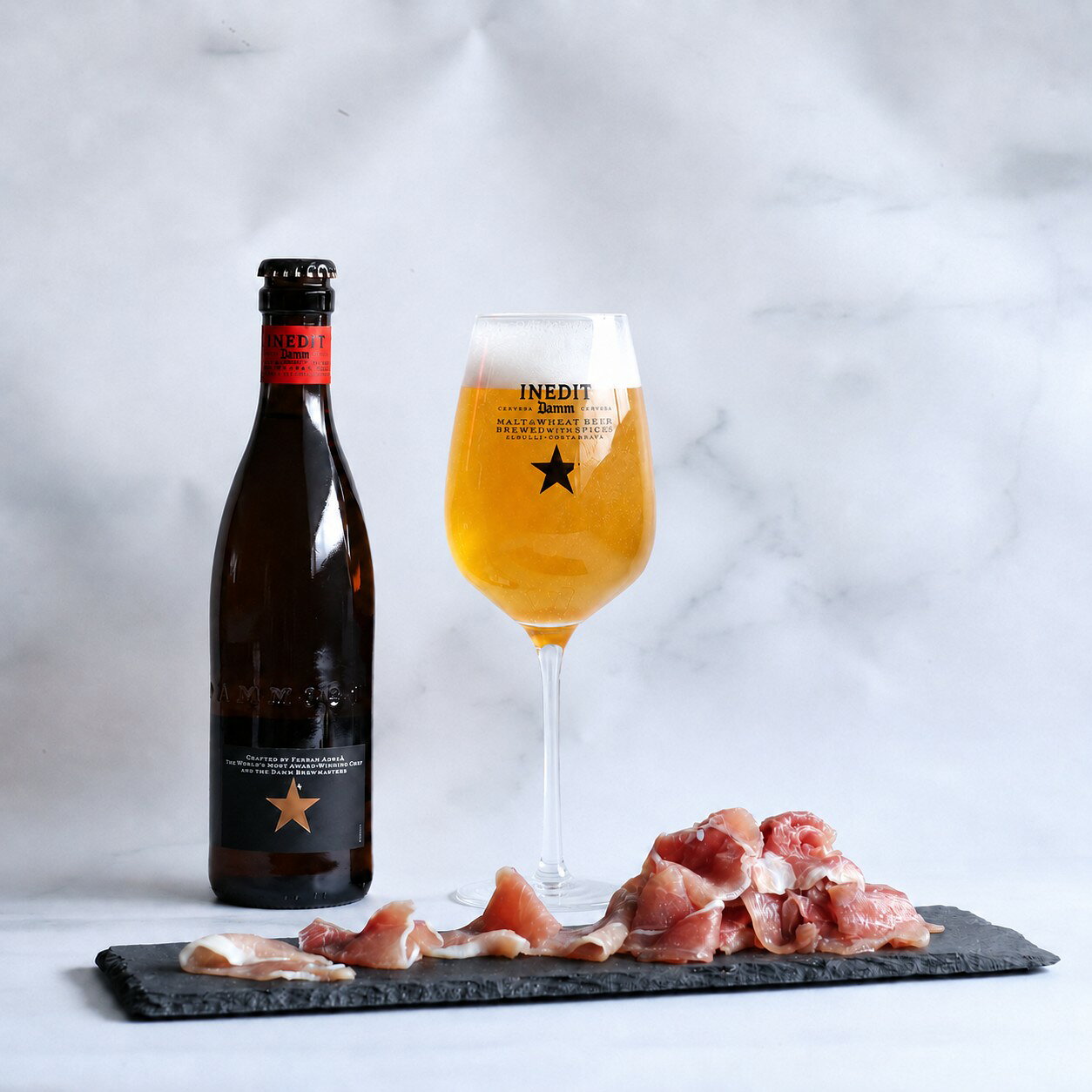 【父の日 ビール ワイン おつまみ ギフト】高級ビール 生ハム イネディット330ml モモ生ハム切り落とし100g 誕生日 お祝い お礼 プレゼント 冷蔵配送【カード選択可】
