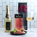 【選べるメッセージカード】ワイン おつまみ ギフト 金が舞う 22カラット ワイン フェリスタス 金箔入り プレミアム スパークリング ワイン 750ml 1本 / 生ハム ハモンセラーノ 1pack 冷蔵配送 家飲み リボン包装 プレゼント おしゃれ 誕生日 メッセージ