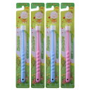 たんぽぽの種 360度ぐるっと丸い歯ブラシ 極細毛 3〜12歳用 4本セット ブルー&ピンク