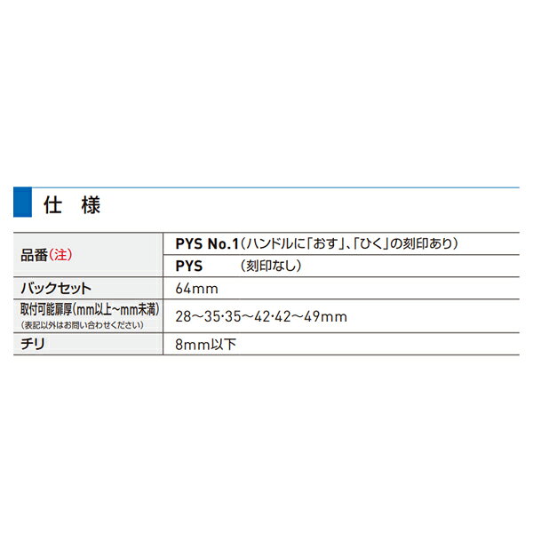 GOAL,ゴール 消音型 プッシュ・プル空錠 PYS No.1型 , PYS 鍵（カギ）取替　交換