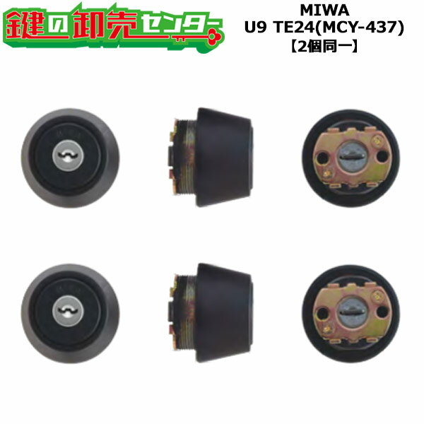 【2個同一】MIWA U9 TE24シリンダー YKK 玄関 鍵(カギ) 交換 取替え用シリンダー MCY-437 標準キー6本付き