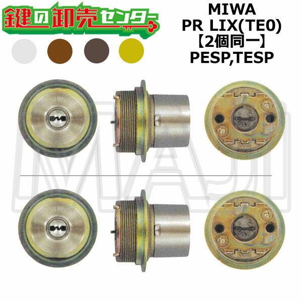 MIWA,美和ロック PESP,TESP 鍵交換用 MIWA PR LIX(TE0) 2個同一シリンダー 鍵(カギ) 交換 取替