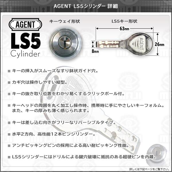 【シルバー】エージェント,AGENT LS5-HP　MIWA HPD40KJ,HP40鍵交換用