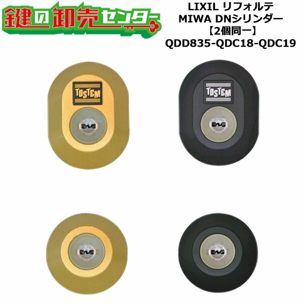 【2個同一】【QDD835-QDC18-QDC19】リフォルテ 鍵(カギ) 交換 取替えシリンダーセット DNシリンダー2個同一 標準キー5本付き LIXIL(...