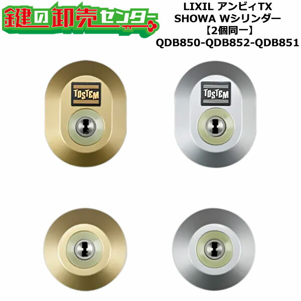 【2個同一】【QDB850-QDB852-QDB851】アンビィTX 鍵(カギ) 交換 取替えシリンダーセット Wシリンダー2個同一 標準キー5本付き LIXI...
