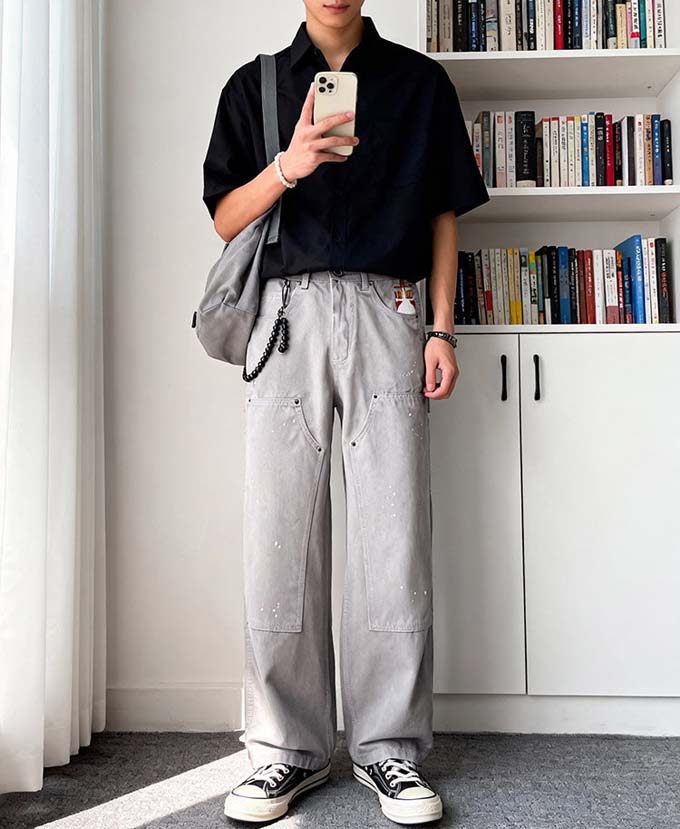 デニムパンツ メンズ レディース ワークパンツ ジーンズ ストーンウォッシュ ワイドパンツ Gパン ロング丈 ボトムス おしゃれ ストリート カジュアル アメカジ 無地 春 春服 夏服 秋服 ファッション 送料無料