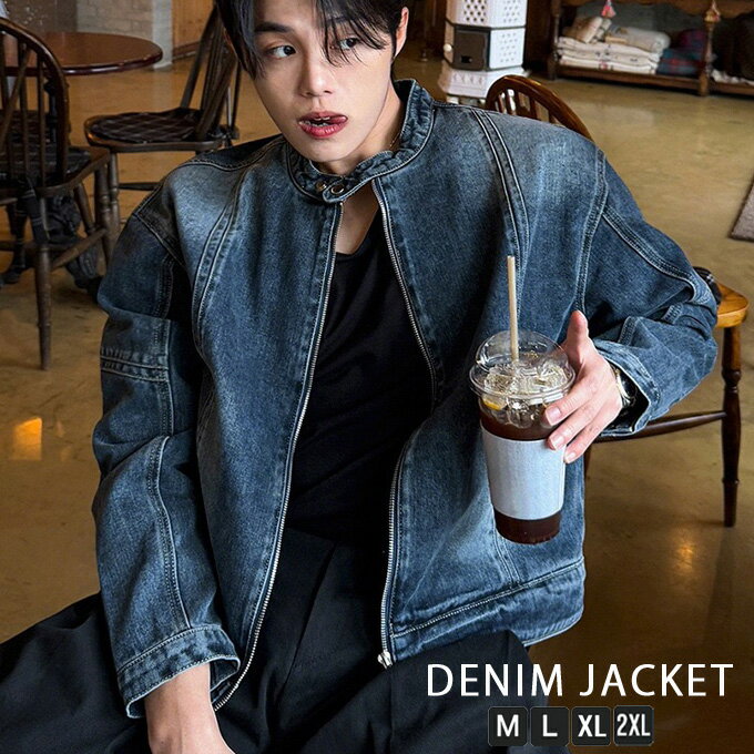 Rakuten - デニムジャケット メンズ ジップアップ デニムジャケット ジージャン 春 秋 Gジャン ジャンパー ウォッシュ ブルゾン ファッション スタジャン デニム アウター カジュアル レトロ トップス お兄系 秋服 春 春服 送料無料