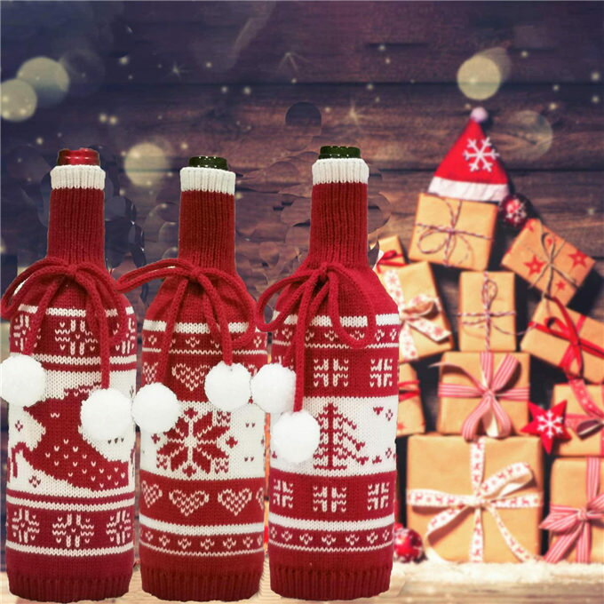 Rakuten - クリスマス 飾り サントレード ワインボトルカバー セーター 雪だるま サンタクロース トナカイ 家庭用 コーヒー屋 ホテル レストランなど 個性 かわいい クリスマスデザイン 送料無料