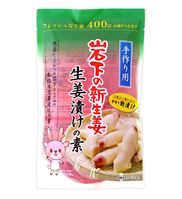 岩下 岩下の新生姜生姜漬けの素 400ml 岩下食品 酢漬け 漬物 ピクルス 生姜 簡単 漬物の素 生姜にこだわった岩下ならではの本格派生姜漬けの素。 酸味は控えめで旨味があり、まろやかで食べやすい味に仕上げました。さっぱりとしたあと味で、素材の味を引き立てます。本品1袋でフレッシュな生姜400gが漬けられます。※漬け込み後は2～3週間で食べきるようにしてください。※一度漬け込みに使用した液は、再使用しないでください。※さびますので、金属製の容器やフタは使用しないでください。 5