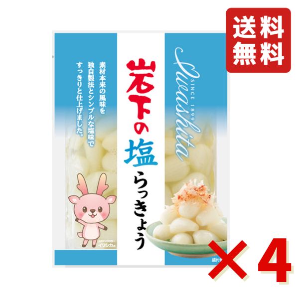 岩下 岩下の塩らっきょう 90g 4袋 岩下食品 塩らっきょう カレー トッピング 漬物 食べきりサイズ おつまみ らっきょう 送料無料