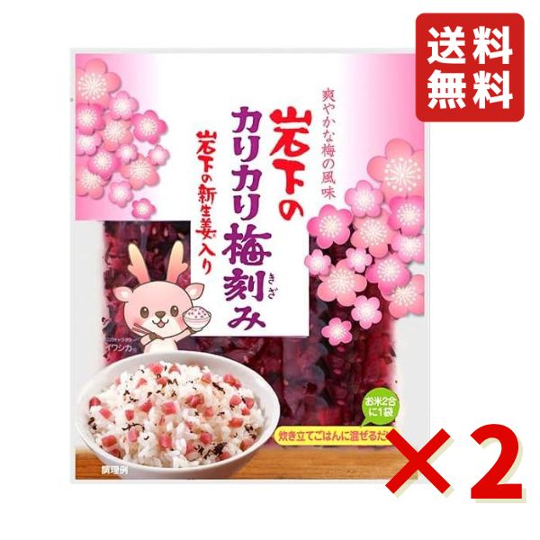 岩下 岩下のカリカリ梅刻み 90g 2袋 岩下食品 カリカリ刻み梅 漬物 岩下の新生姜入 酢漬け ご飯のお供 ごはんに混ぜるだけ おにぎり 送料無料 カリカリ梅をこまかく刻み、岩下の新生姜、しその葉、白ごまと合わせ、味よく、香りよく、彩りよく仕上げました 。 カリカリ梅をこまかく刻み、岩下の新生姜、しその葉、白ごまと合わせ、味よく、香りよく、彩りよく仕上げました 。炊き立てごはんに混ぜて、朝食、お弁当、おにぎりに。 料理素材やトッピングとしても、納豆、豆腐、うどん、パスタなど、幅広いメニューにお使いいただけます。分量の目安：ごはん2合に1袋 5