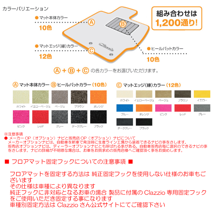 clazzio 【 カスタムフロアマット 】≪ 1台分10枚セット ラゲッジマット有 ≫ ステップワゴン ≪ ガソリン車 ≫ 型式 RP1/RP2/RP3/RP4 年式 H27/5-R4/5 定員 8人 ≪ 2列目6:4分割ベンチシート車用 ≫※ハイブリッド車不可 【 EHC2525X102 】