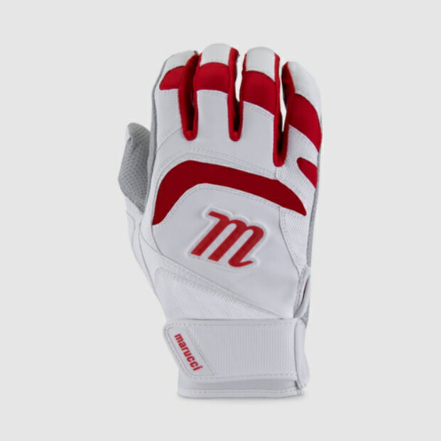 marucci　SIGNATURE BATTING GLOVES　ホワイト／レッド　野球　バッティング手袋　打者用手袋　大人用　一般用　両手　マルッチ　マルーチ　WHITE／RED　MARUCCISPORTS　BASEBALL　MBGSGN3