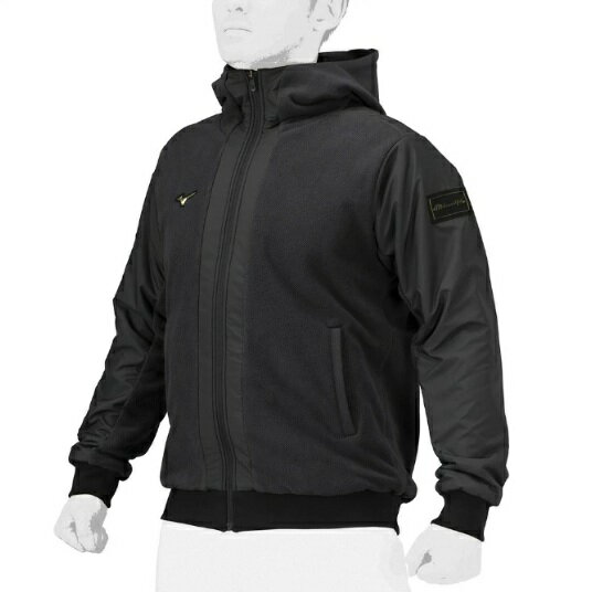 限定 ミズノプロ プルーフフリースフーディー ブラック ユニセックス 野球 MIZUNOPRO 12JEBK7109 撥水 フリースパーカー フルジップ