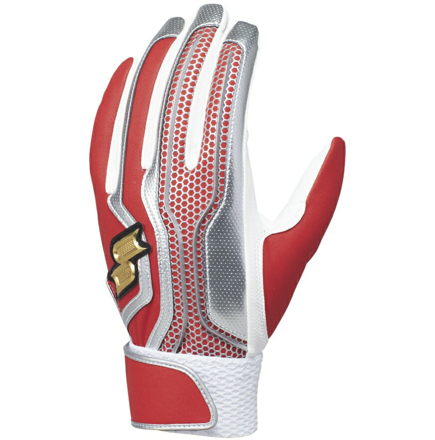 両手セットエスエスケイ　プロエッジ　バッティング手袋　シングルベルト　Sレッド-シルバー　水洗い可能　EBG5200WF1　SSK　 proedge