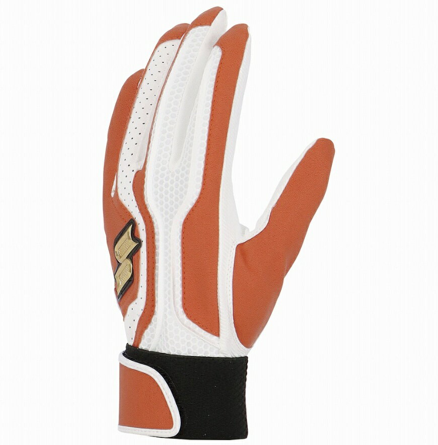 両手セットエスエスケイ　プロエッジ　バッティング手袋　シングルベルト　オレンジ-ホワイト　水洗い可能　EBG5200WF1　SSK　 proedge