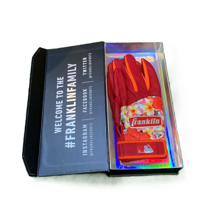 限定 専用BOX付 フランクリン バッティング手袋 両手 PRO CLASSIC オレンジ 花柄 野球 ソフトボール Franklin CUSTOM BATTING GLOVE 打..