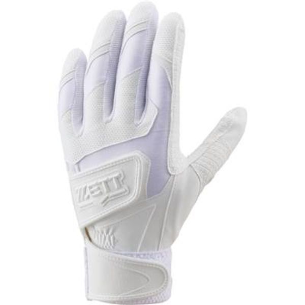 ゼット バッティング手袋 両手セット ホワイト 高校野球対応 インパクトゼットダブルベルト 合成皮革 IMPACT ZETT WB BG419HS