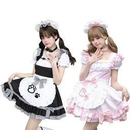 メイド服 コスプレ 可愛い チェック柄 セクシー 猫 メイドコスチューム レディース アリス風 アイドル衣装 大きいサイズ 女装 かわいい ロリータ 制服 ハロウィン 仮装 6点セット 猫耳カチューシャ メイドカフェ 学園祭