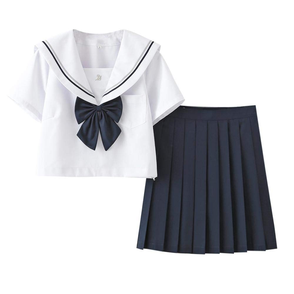 セーラー服 長袖 女子制服 学生服 女子高校生 高校生 制服 コスチューム 3点セット JK制服 二本 白い 仮装 本格制服 大きいサイズ コスプレ