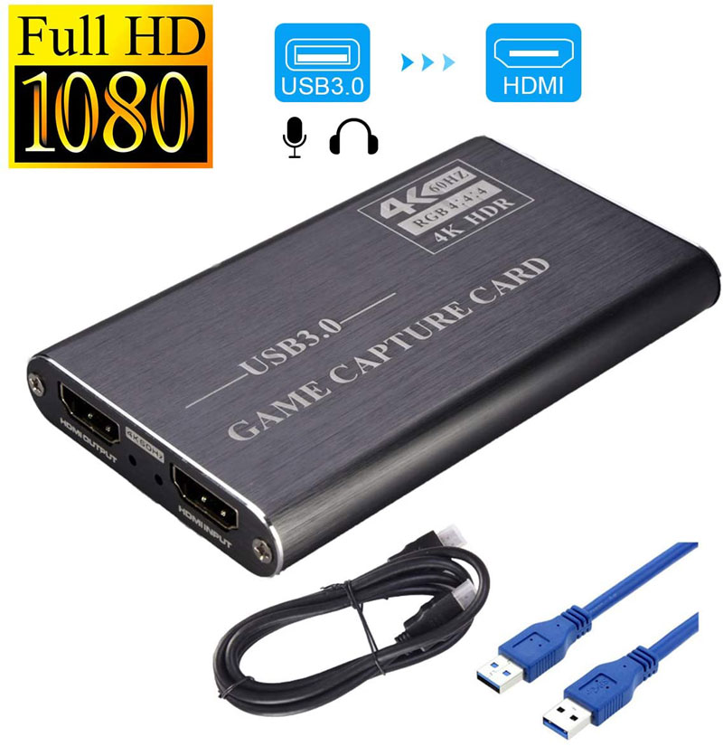 キャプチャーボード 4K HDMIビデオキャプチャ ゲームキャプチャデバイス USB3.0 1080p 60fps UVC UACをサポート Windows/L...
