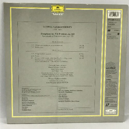 【中古】8 クラシック LD Beethoven (ベートーヴェン) Symphony No.9 Wiener Philharmoniker: Bernstein Dg ドイツ・グラモフォン レーザーディスク
