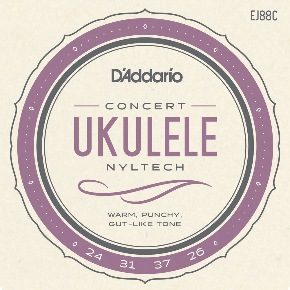 D'Addario Nyltech EJ88C .0240-.0260 Concert コンサート用ホワイトナイルテック弦 ウクレレ弦