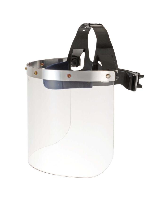 4500-HG(ヘッドギア) 1個 円筒型 フェイスシールド ポリカーハードコ−トレンズ使用 紫外線カット 額部にクッション材付き 耐熱温度80℃〜100℃