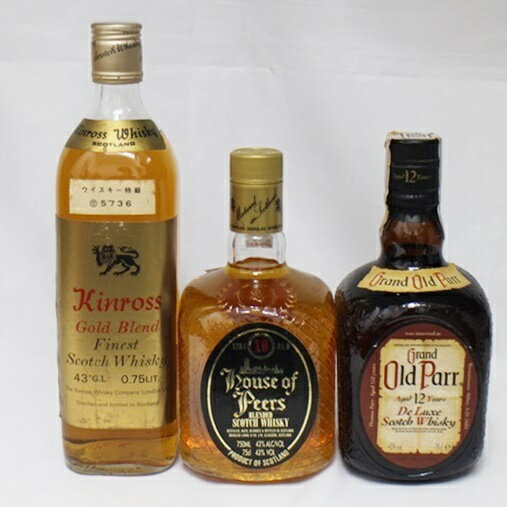 【中古・未開栓】Old Parr オールドパー 12年 700ml 43％ 玉付き／Kinross Gold Blend キンロスゴールドブレンド 760ml 43％／House of Peers ハウス オブ ピアーズ XO 750ml 43％ 3本セット スコッチウイスキー【リサイクルマート秩父店】m21-1200577905800861