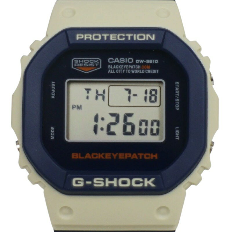 【中古・未使用】【G-SHOCK】BlackEyePatch BW-5610BEP-2JR コラボレーションモデル ブルー ベージュ 限定モデル メンズ レザー 箱入り 腕時計 USED-SS r247-1200159905800973