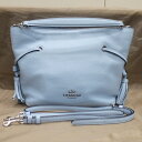 【中古・美品】【COACH】コーチ 2way バッグ ハンドバッグ ショルダーバッグ クロスボディ 斜め掛け CH197 ライトブルー シルバー金具 レザー U...