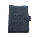 【中古】【CHANEL】シャネル CCロゴ ココマーク キャビアスキン アジェンダ 手帳カバー システム手帳 ブラック ゴールド金具 メンズ レディース USED-BC【リサイクルマート+質 秩父店】r256-1200195905800021