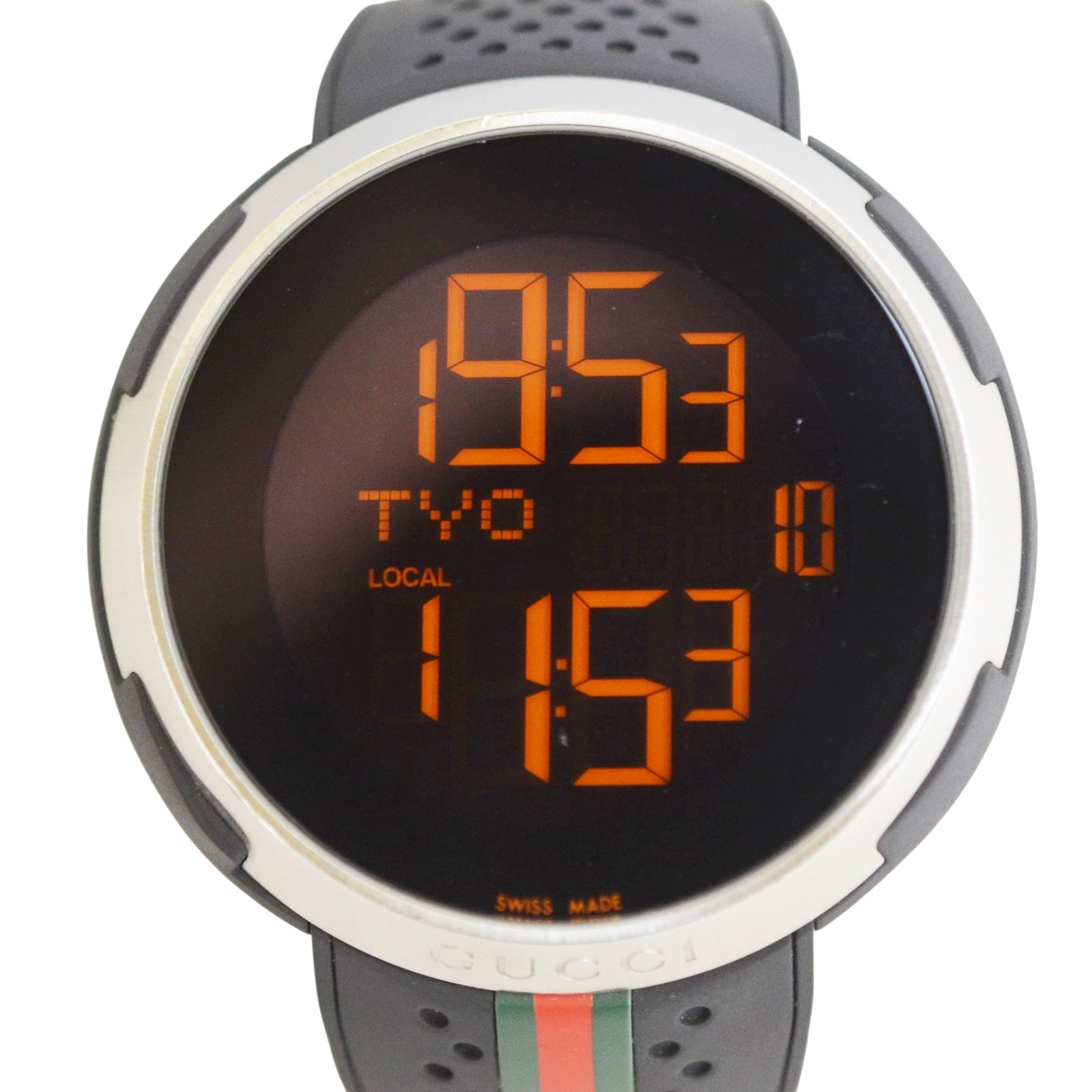 【中古】【GUCCI】グッチ アイグッチ 腕時計 YA114103 クォーツ ブラック デジタル ワールドタイム シェリーライン 箱 ウォッチ USED-B【リサイクルマート秩父店】r2510-1200215905800057