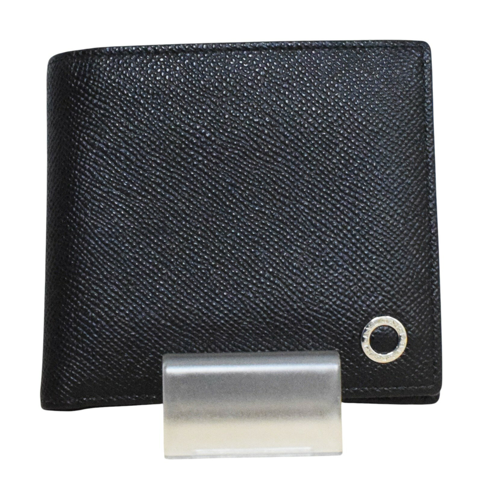 樂天商城 - 【中古】【BVLGARI】ブルガリ 二つ折り財布 30396 ブルガリ・ブルガリ レザー ブラック ブルー シルバー金具 ウォレット 箱 USED-A【リサイクルマート秩父店】r264-1200276905800015