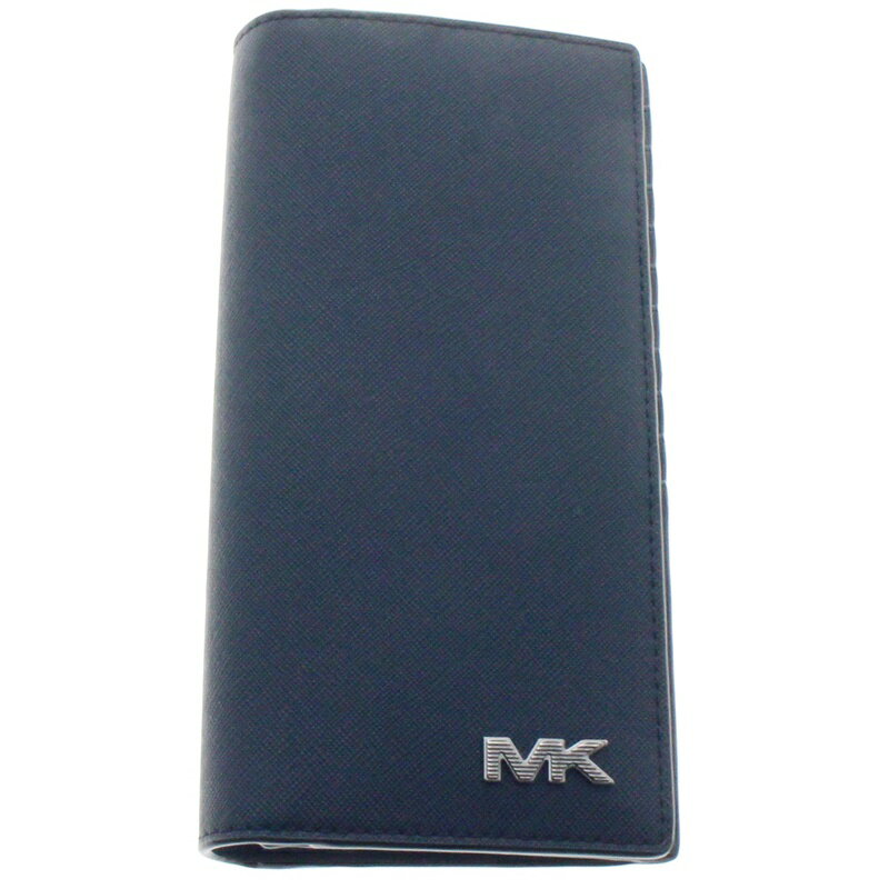 樂天商城 - 【中古】【MICHAEL KORS】マイケルコース 長財布 COOPER フラップ ウォレット ラージ レザー ネイビー メンズ シルバー 金具 USED-B【リサイクルマート＋質秩父店】r257-1200294905800159
