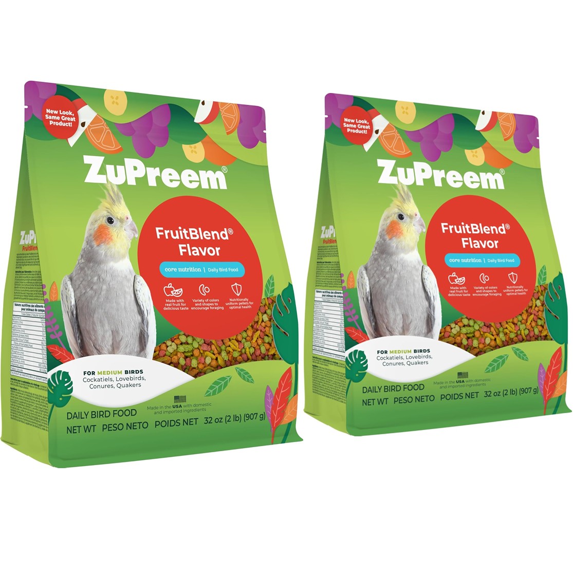 【2個】ズプリーム (ZuPreem) フルーツブレンド M オカメインコ 907g