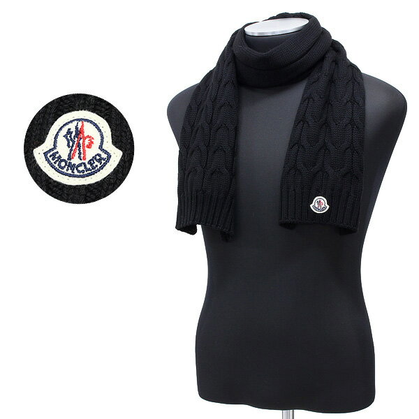 モンクレール 91 MONCLER モンクレール 0001605 04S02 ブラック マフラー SCIARPA ウール 男女兼用