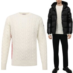 モンクレール 33 MONCLER モンクレール 9C00008 M1211 ホワイト セーター クルーネック アルパカ混合